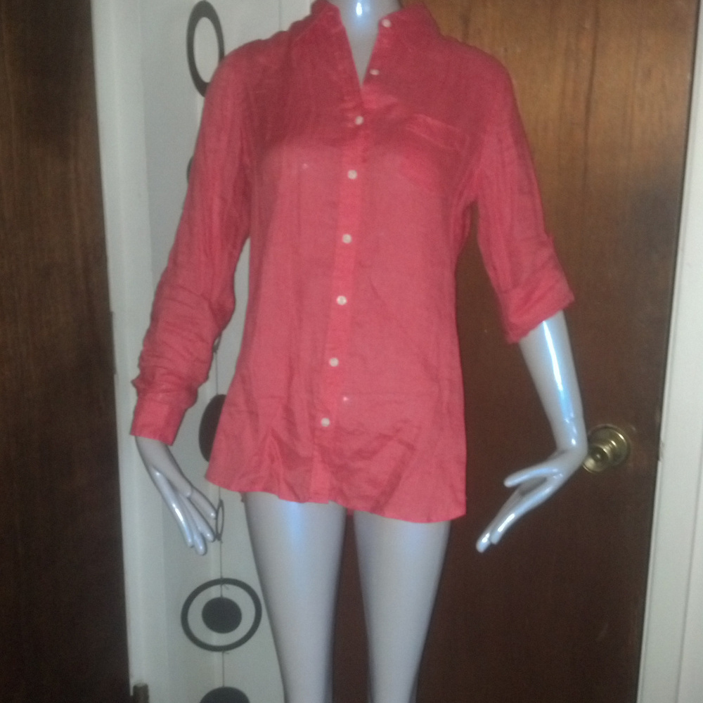 MODA INTERNATIONAL Coral Linen Shirt
